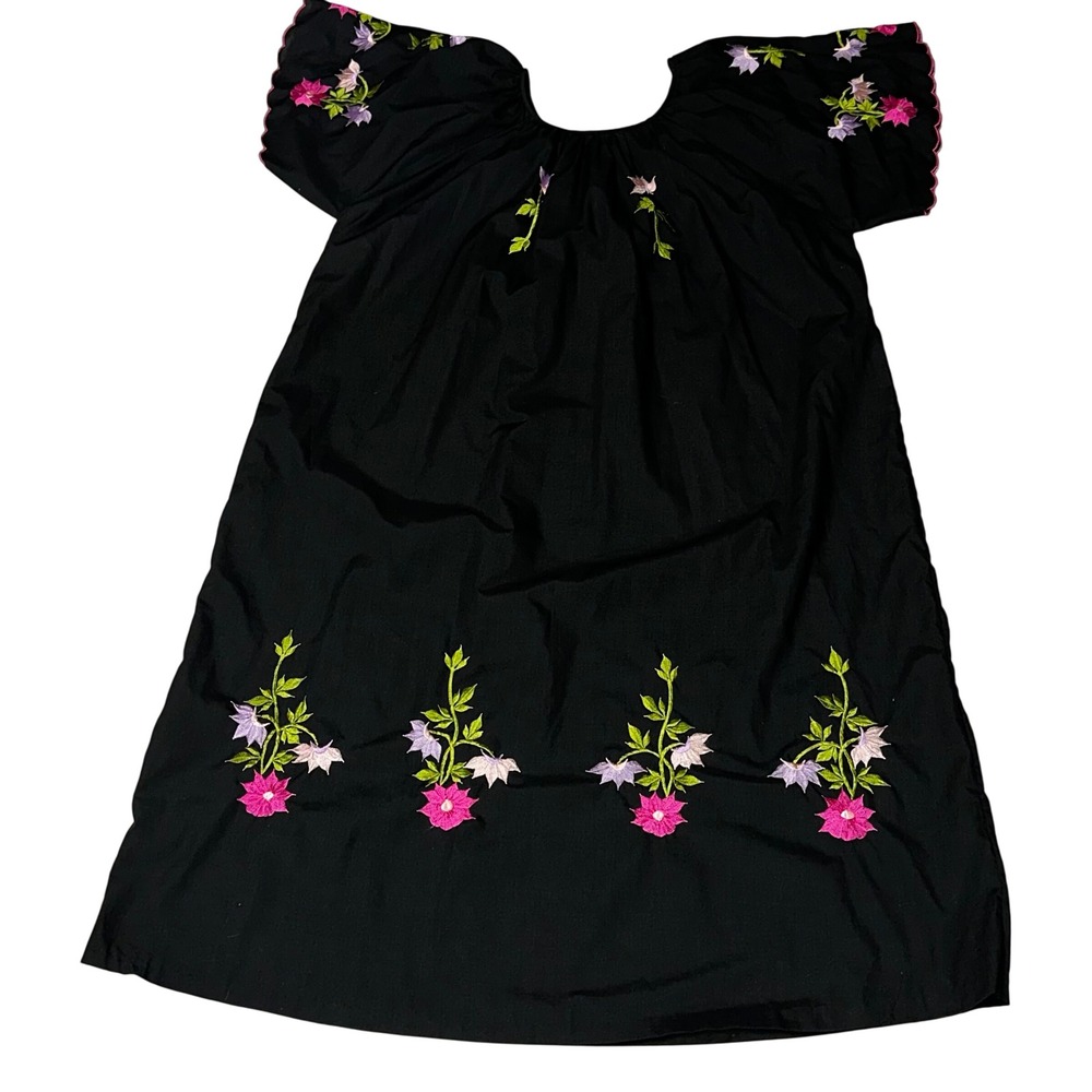 Vintage Queen Cato Embroidered Floral Dress Scalloped Hem Short Sleeve Size 2X‎